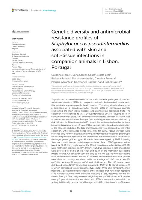 Pdf Genetic Diversity And Antimicrobial Resistance Profiles Of