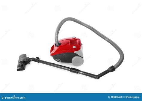 Modern Red Vacuum Cleaner Isolated Stock Photo - Image of hygiene, help ...