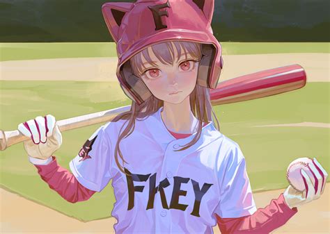 Safebooru 1girl Ball Baseball Baseball Bat Baseball Field Baseball