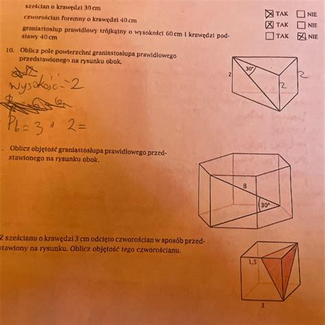 Stawy Cm Oblicz Pole Powierzchni Graniastoslupa Prawid Owego