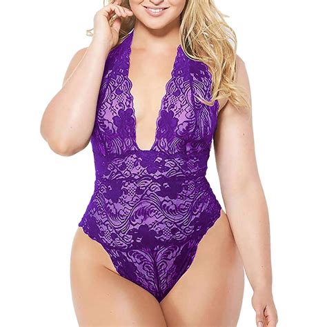 Ierhent Womens Lingerie Set Women One Piece Lingerie Lace Bodysuit Deep