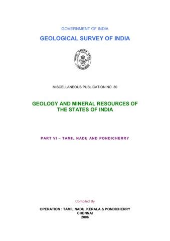 Geology And Mineral Resources Of The States Of India Tamil Nadu