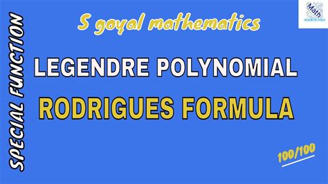 Legendre Polynomial Rodrigues Formula Proof Of Rodrigues Formula