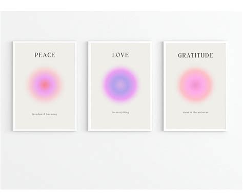 Aura Posters Set Of 3 Gradient Wall Art Positive Affirmations