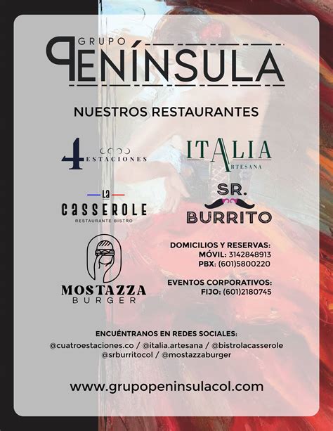 Carta del restaurante Las Cuatro Estaciones Bogotá