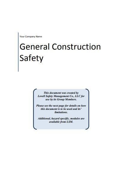 Safety Manual Templates Free Printable Word Pdf Samples