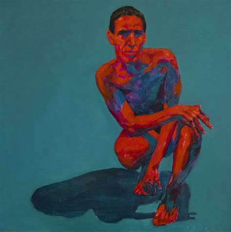 Modern Red Blue Pop Portrait A Nude Man Painting By Olivier Payeur Saatchi Art