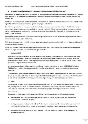 TEMA 2 HISTORIA ECO Invencion De La Agricultura Pdf