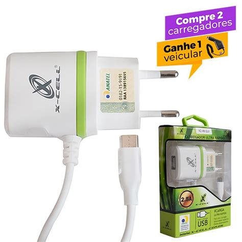 Carregador Micro Usb V8 Carga Ultra RÁpida X Cell