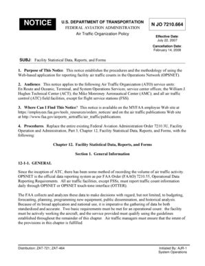 Fillable Online Faa N Jo Facility Statistical Data Reports