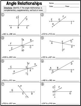 Supplementary And Congruent Angles Worksheets