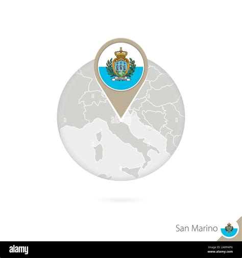 Mapa Y Bandera De San Marino En Círculo Mapa De San Marino Bandera De