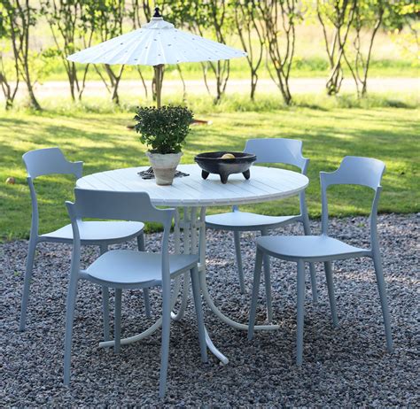 Groupe De Repas Holmsund Table Ronde Blanche Comprenant 4 Chaises