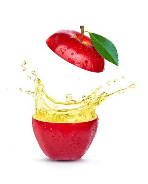 Premium Photo Red Apple With Juice Splash On White