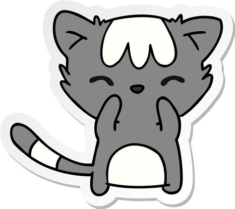 Mano Dibujado Pegatina Dibujos Animados De Linda Kawaii Gato 45249907 Png