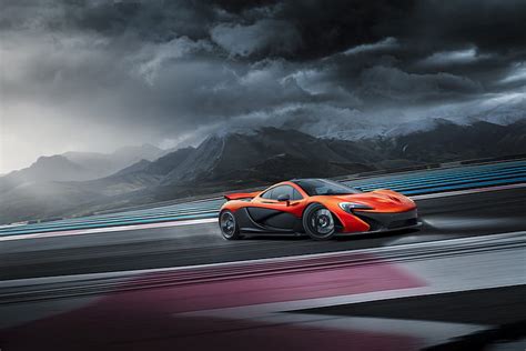 Mclaren Naranja Nubes Supercar Pista Pat N Deriva Fondo De