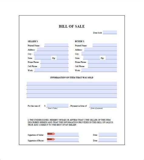 Free Blank Bill Of Sale Form Pdf Template Form Download Download Bill Of Sale Form Pdf