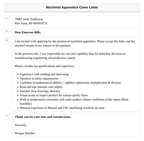 Machinist Apprentice Cover Letter Velvet Jobs