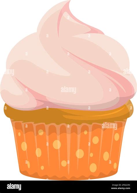 Muffin With Whipped Cream Isolated Cupcake Vector Bakery Food Homemade Buttercream Cake Stock