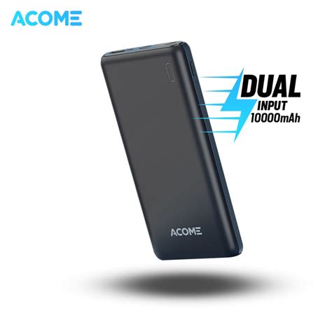 Jual ACOME PowerBank 10000mAh 2 1A Dual Input Port Micro Type C