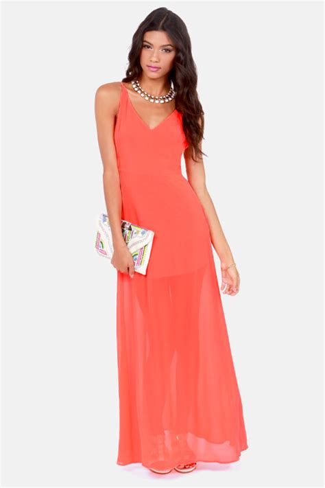 Sexy Neon Orange Dress Maxi Dress Backless Dress 44 00 Lulus