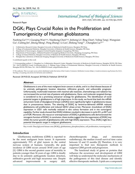 Pdf Dgkζ Plays Crucial Roles In The Proliferation And Tumorigenicity