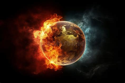 Fusion Fire And Earth Dramatic Background From Generative Ai Stock