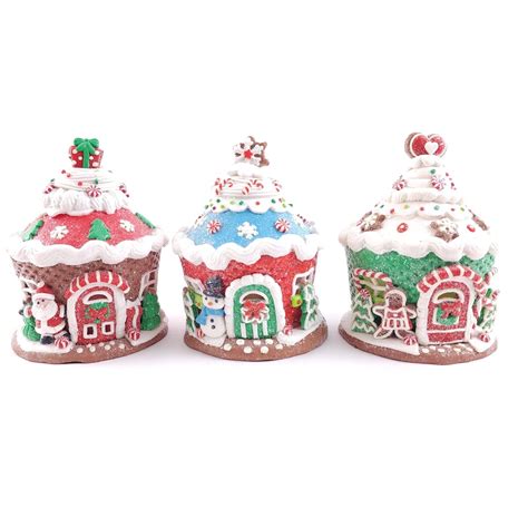 Set Of Illuminated Gingerbread Cupcake Houses By Valerie Classic