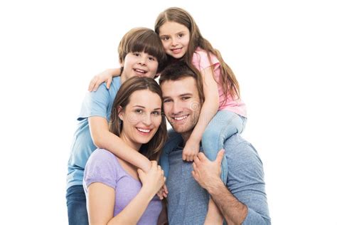 Jeune Famille Avec Deux Enfants Image Stock Image Du Gosse Bonheur