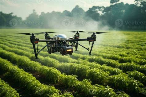 Commercial drone spraying pesticide on plantation field AI generated ...