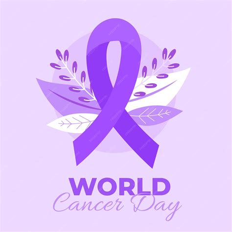 Free Vector World Cancer Day Purple Ribbon