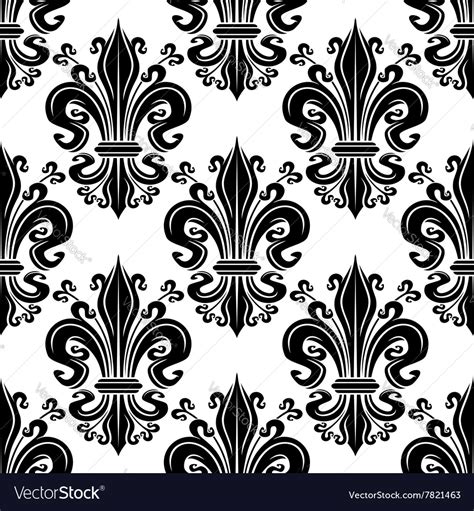 Ornate Black Fleur De Lis Seamless Pattern Vector Image