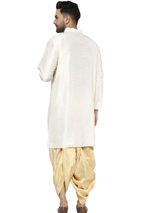 Solid Color Dupion Silk Kurta Set In White Ucchal Fashion