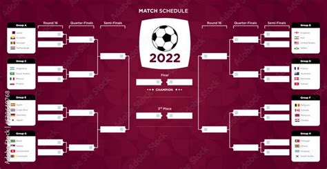 Match Schedule Qatar 2022 football cup. 32 Teams with flags. | World ...