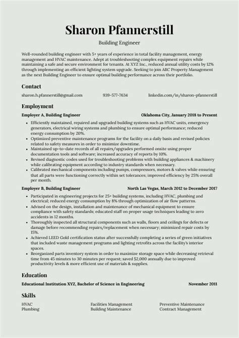 Building Engineer Resume Cv Example And Writing Guide