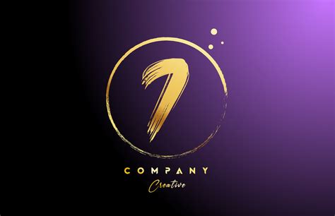 Golden Golden 7 Number Letter Logo Icon Design With Dots And Circle