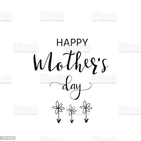 Happy Mothers Day Hand Drawn Calligraphy Background Stock Illustration