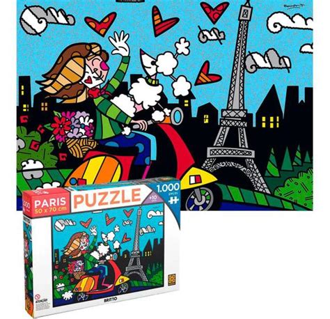 Quebra Cabeça Vira Quadro 1000 Peças Paris Romero Britto Grow