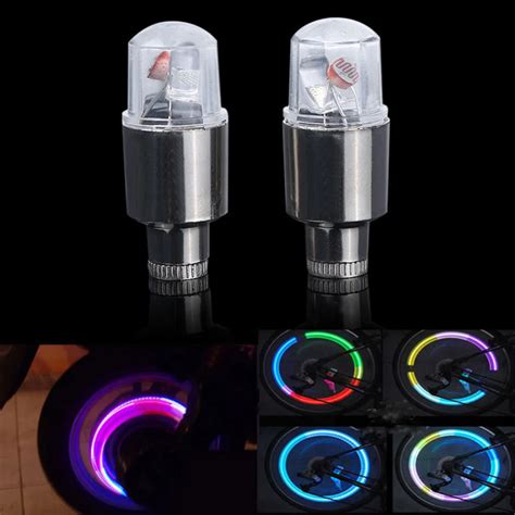 Pcs Wheel Led Lamp Bike Lights Tire Tyre Valve Cap Neon Cycling