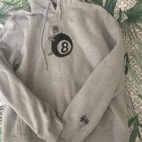 Stussy 8ball Embroidered Cheeky Man Hoodie With Logo Depop