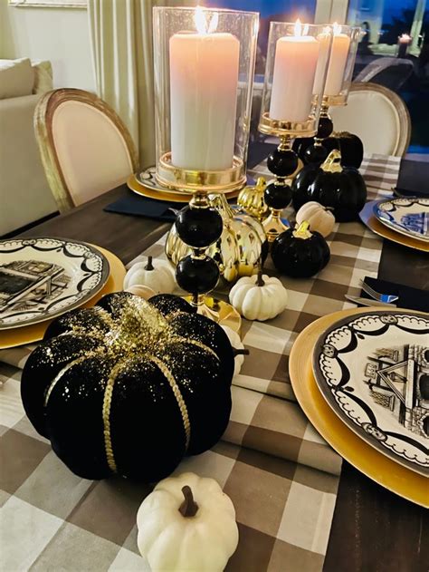 Fall Pumpkin Black And Gold Tablescape