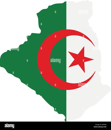 Map Of Algeria With Flag Inside Algeria Map Vector Illustration Stock