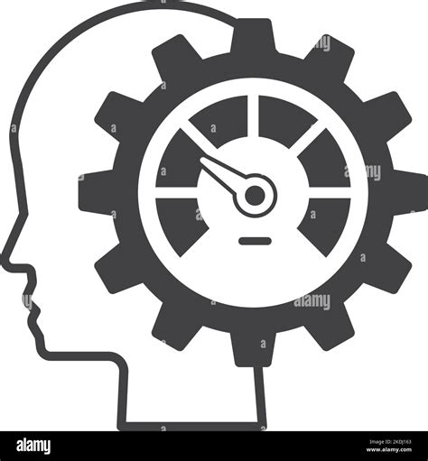 Human Head And Cog Illustration In Minimal Style Isolated On Background