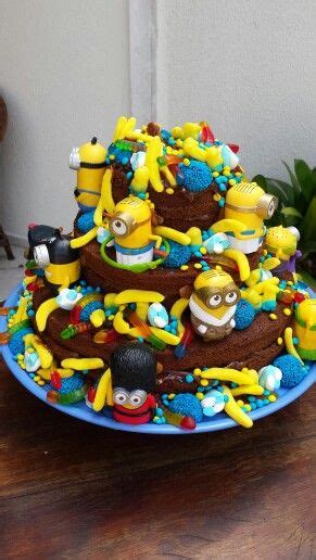 Naked Cake Infantil Minions Bolo Aniversario Festa Aniversario