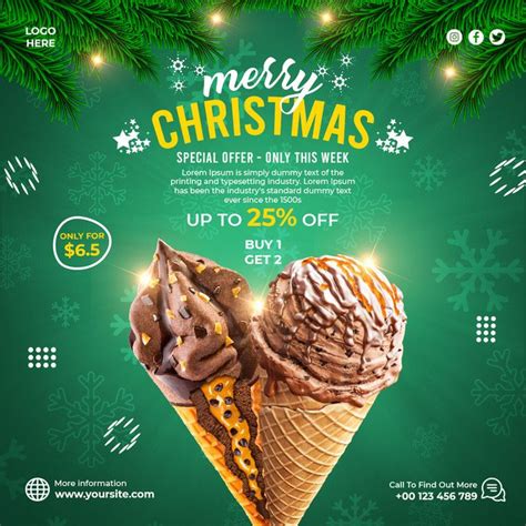 An Ice Cream Cone With Christmas Decorations On It