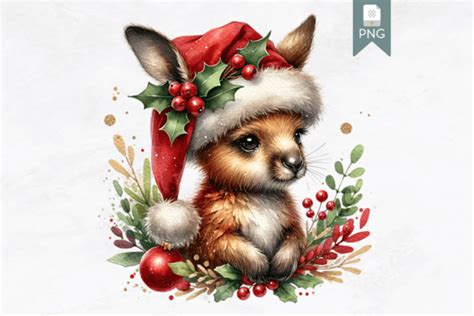 Festive Christmas Kangaroo Clipart Holi Graphic By Luv Bijou