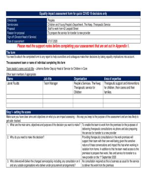 Fillable Online Equality Impact Assessment Form For Quick Covid