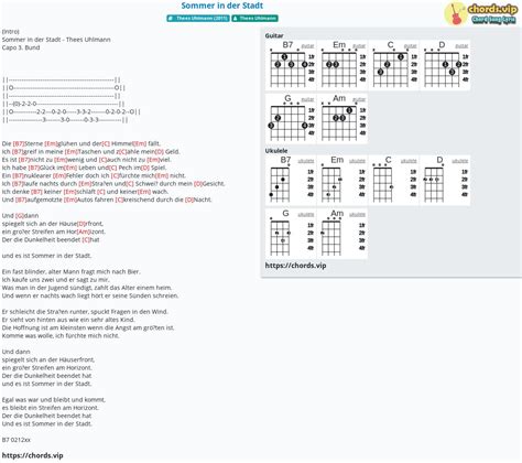 Hợp âm Sommer In Der Stadt Cảm âm Tab Guitar Ukulele Lời Bài Hát