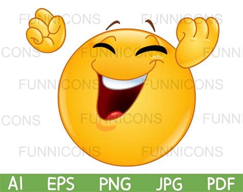 Clipart Cartoon of a Happy Emoji Emoticon Making a Winning or | Etsy