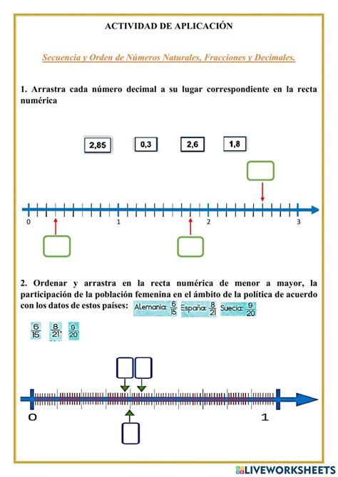 Secuencia Y Orden De Fracciones Y Decimales Worksheet Fracciones